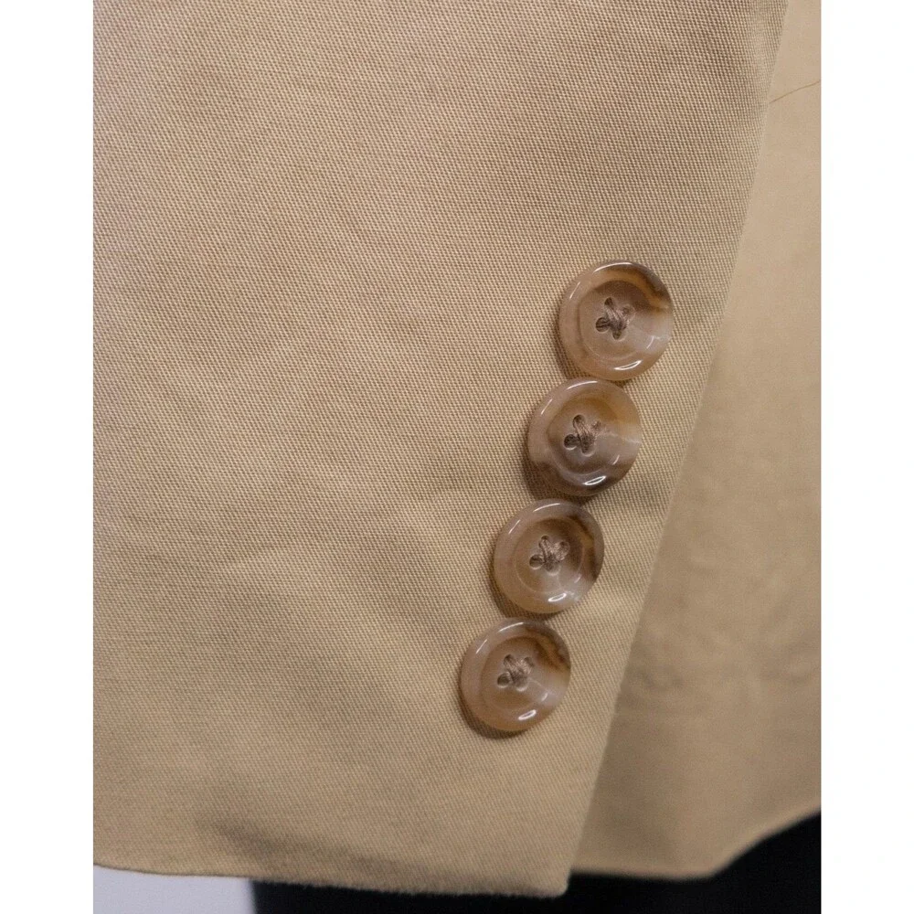 J.Crew Ludlow Blazer Mens 42L Khaki Tan Solid Cotton Larusmiani Sport Coat